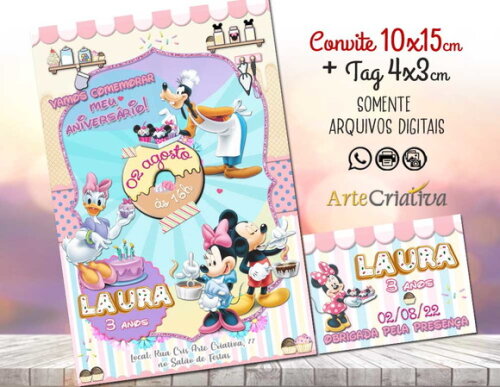 CONVITE DIGITAL C/TAG Minnie Confeiteira