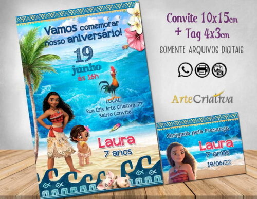 Convite Digital C/tag Moana