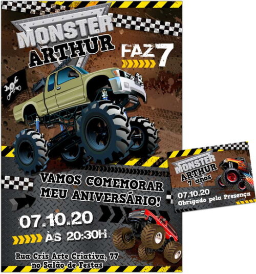 CONVITE DIGITAL C/TAG Monster Truck
