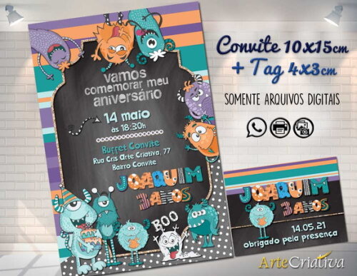 CONVITE DIGITAL C/TAG Monstrinhos Menino2