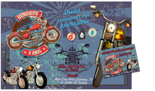 CONVITE DIGITAL C/TAG Moto Vintage Retro