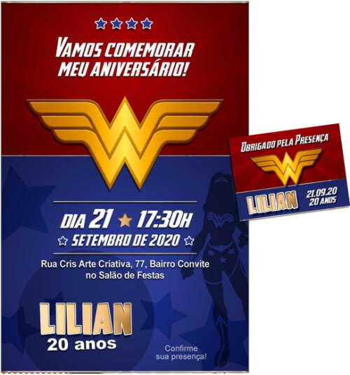 CONVITE DIGITAL C/TAG Mulher Maravilha