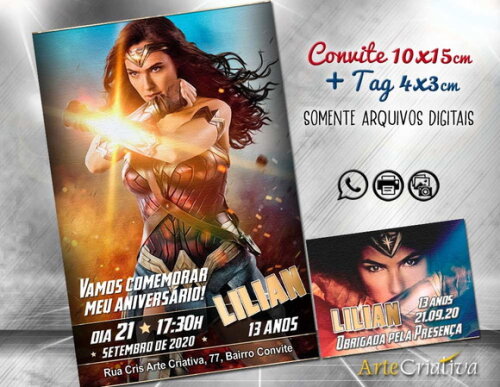 CONVITE DIGITAL C/TAG Mulher Maravilha 2