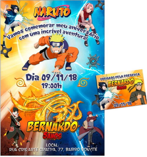 CONVITE DIGITAL C/TAG Naruto