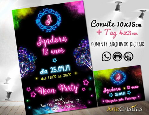 CONVITE DIGITAL C/TAG Neon Party