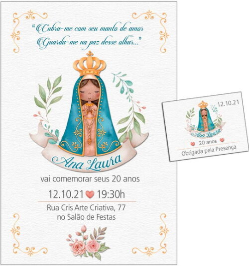 CONVITE DIGITAL C/TAG Nossa Senhora Aparecida Aquarela 3