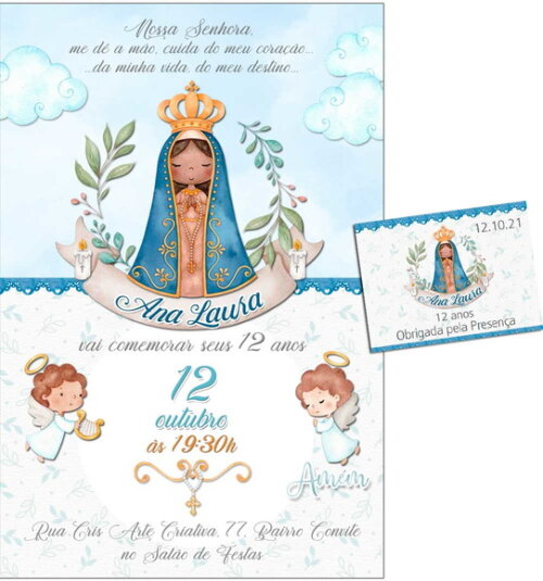 CONVITE DIGITAL C/TAG Nossa Senhora Aparecida Aquarela 4