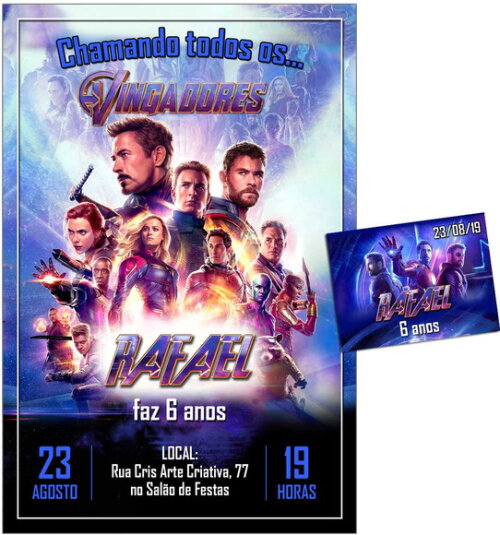 CONVITE DIGITAL C/TAG Os Vingadores Ultimato 3