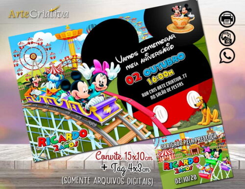 CONVITE DIGITAL C/TAG Parquinho do Mickey Mouse