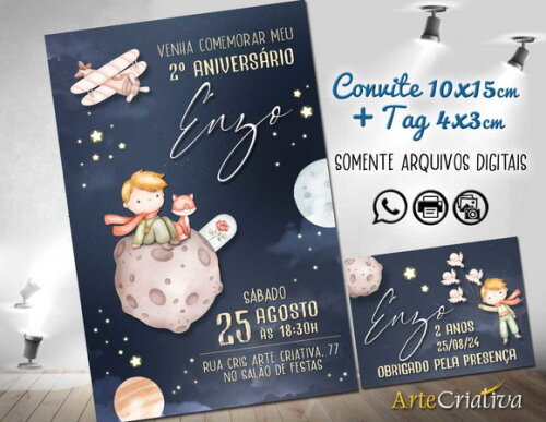 Convite Digital C/tag Pequeno Príncipe 16