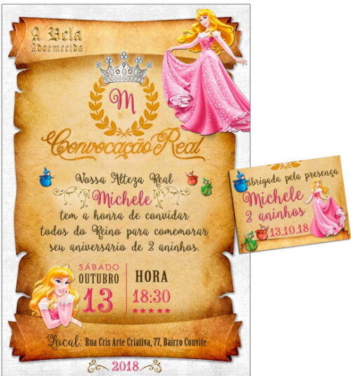 CONVITE DIGITAL C/TAG Pergaminho A Bela Adormecida