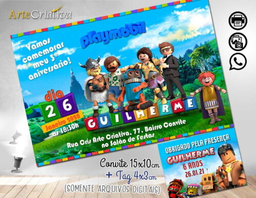 CONVITE DIGITAL C/TAG Playmobil