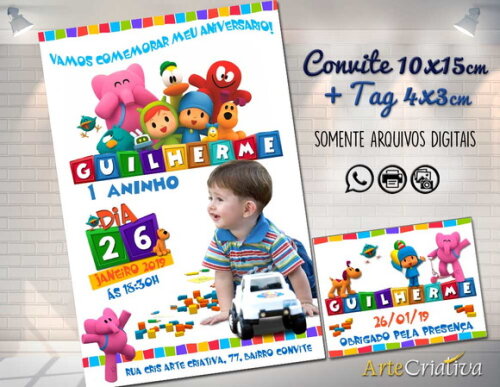 CONVITE DIGITAL C/TAG Pocoyo com Foto