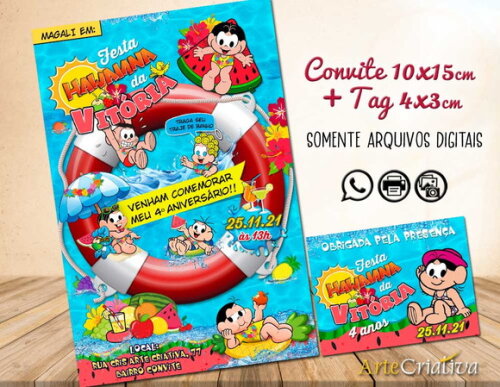 CONVITE DIGITAL C/TAG Pool Party Festa Havaiana Magali
