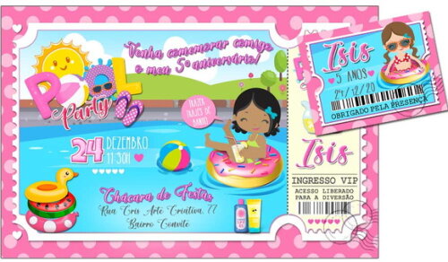 CONVITE DIGITAL C/TAG Pool Party Ticket 2