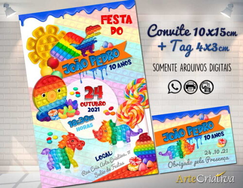 CONVITE DIGITAL C/TAG Pop It Colorido