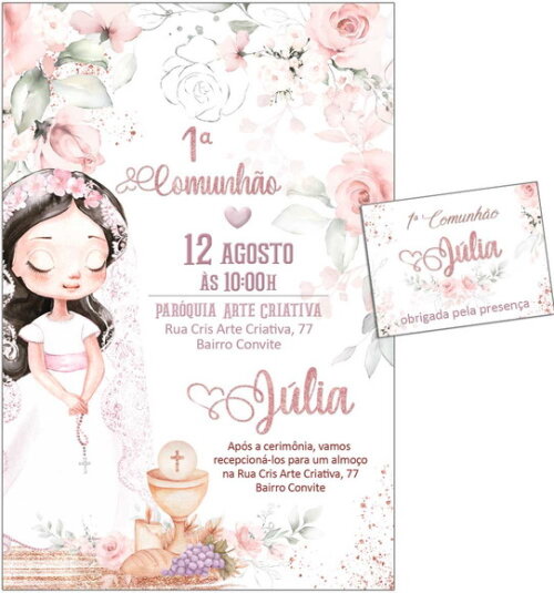 CONVITE DIGITAL C/TAG Primeira Comunhão Menina 3