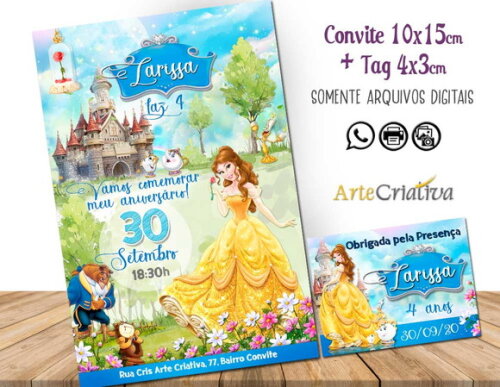 CONVITE DIGITAL C/TAG Princesa Bela