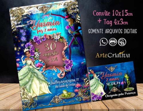 CONVITE DIGITAL C/TAG Princesa Tiana Disney Luxuosa