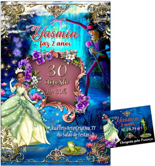 CONVITE DIGITAL C/TAG Princesa Tiana Disney Luxuosa