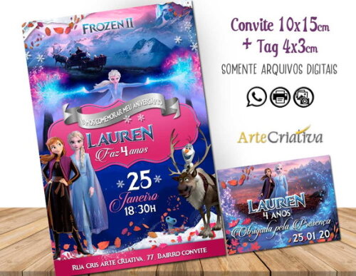 CONVITE DIGITAL C/TAG Princesas Cute