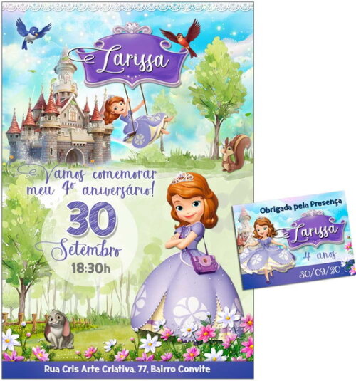 CONVITE DIGITAL C/TAG Princesinha Sofia 3