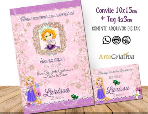 CONVITE DIGITAL C/TAG Rapunzel Baby
