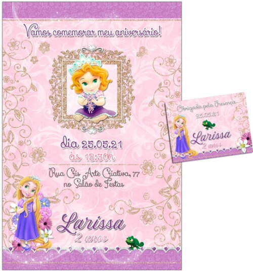 CONVITE DIGITAL C/TAG Rapunzel Baby