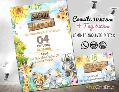 CONVITE DIGITAL C/TAG Safari Menina 6