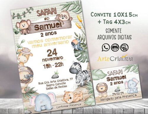 Convite Digital C/tag Safari Menino 12