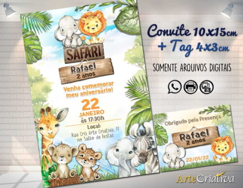 CONVITE DIGITAL C/TAG Safari Menino 11