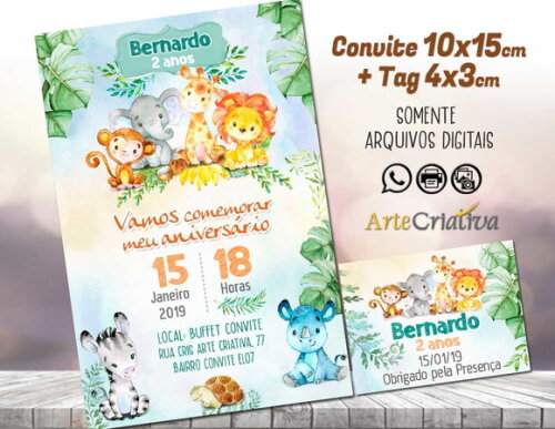 CONVITE DIGITAL C/TAG Safari Menino 2