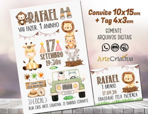 CONVITE DIGITAL C/TAG Safari Menino 5