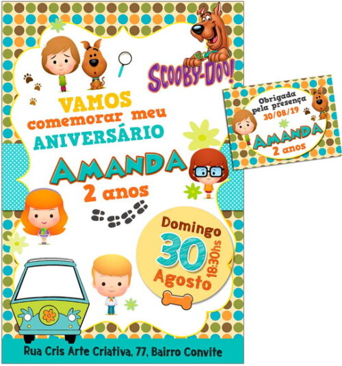 CONVITE DIGITAL C/TAG Scooby Doo Cute