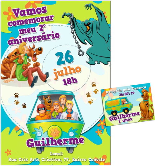 CONVITE DIGITAL C/TAG Scooby Doo
