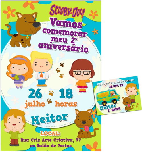 CONVITE DIGITAL C/TAG Scooby Doo Cute 2