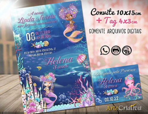 CONVITE DIGITAL C/TAG Sereia 22