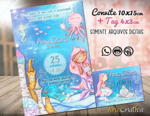 CONVITE DIGITAL C/TAG Sereia 20