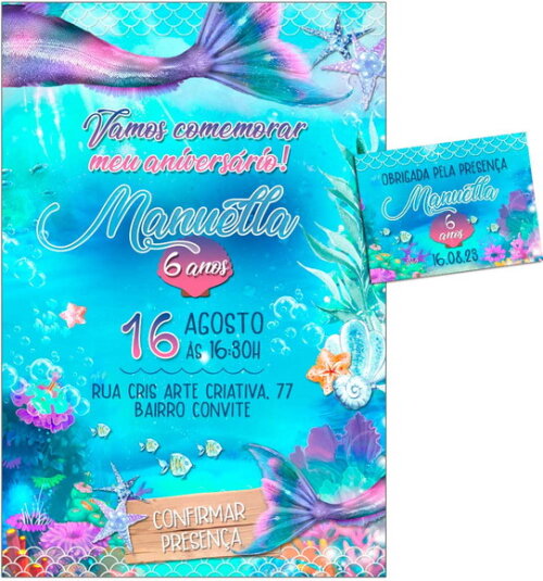 Convite Digital C/tag Sereia Cauda