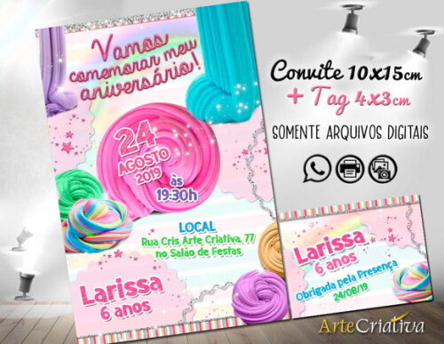 CONVITE DIGITAL C/TAG Slime Massinha
