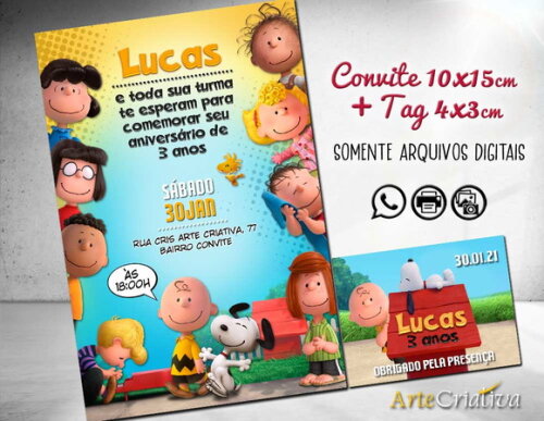CONVITE DIGITAL C/TAG Snoopy