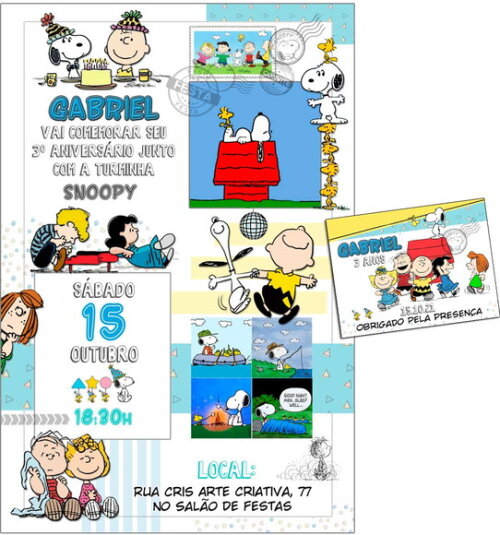 CONVITE DIGITAL C/TAG Snoopy Clássico