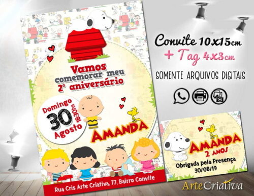 CONVITE DIGITAL C/TAG Snoopy Cute 2