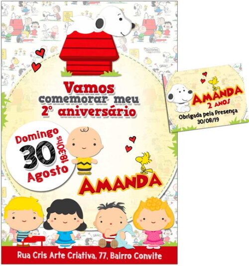 CONVITE DIGITAL C/TAG Snoopy Cute 2