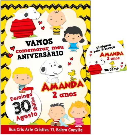 CONVITE DIGITAL C/TAG Snoopy Cute