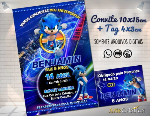 CONVITE DIGITAL C/TAG Sonic