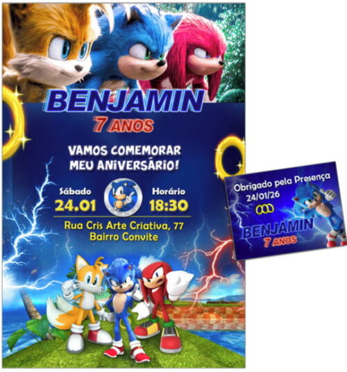 Convite Digital C/tag Sonic 6