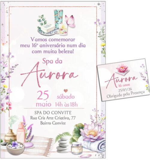 Convite Digital C/tag Spa Aquarela