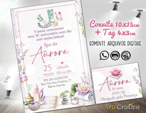 Convite Digital C/tag Spa Aquarela
