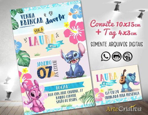 Convite Digital C/tag Stitch Disney 3